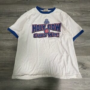Hardwood Classics Chicago Cubs T-Shirt Mens XL White Blue Ringer Win 2003